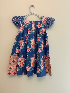 Wildflowers Blue Floral Button-Front Ruffle Sleeve Dress